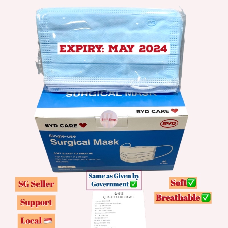 Byd Care Single Use Surgical Mask Blue Pcs Expiry May In