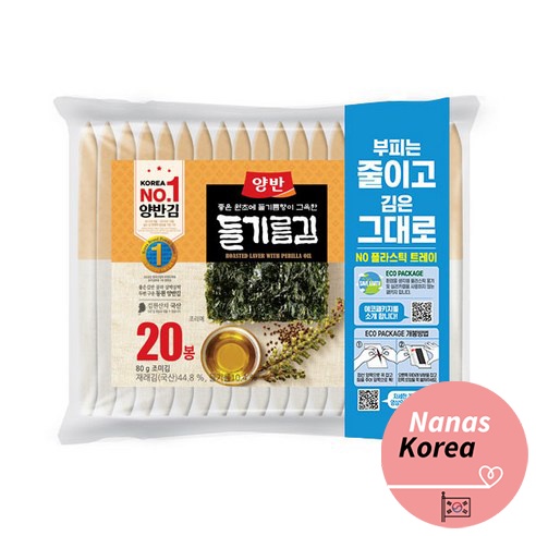 Korean Food Dongwon Yangban Seaweed Laver Eco Package 4g X 20pcs Gim