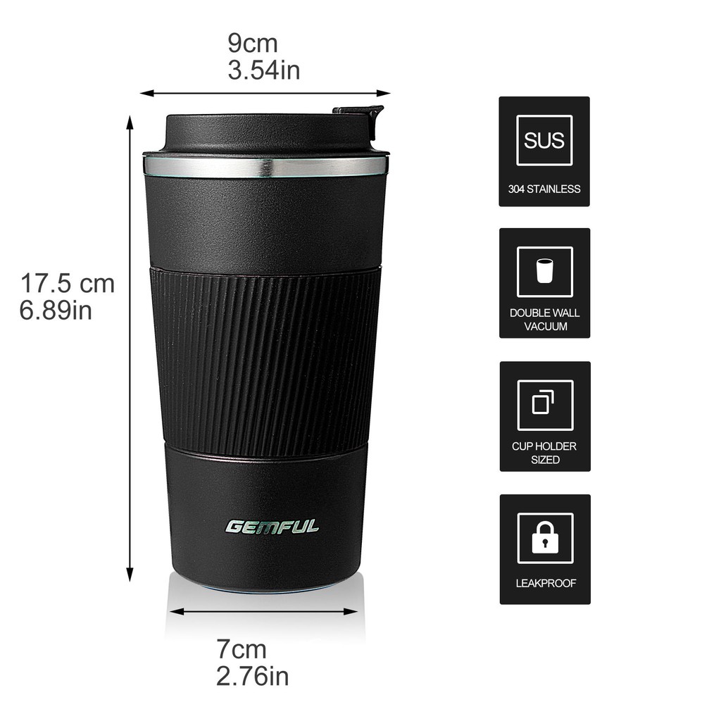 Gemful 500ml Tumbler Stainless Steel Vacuum Insulated Travel Mug Water