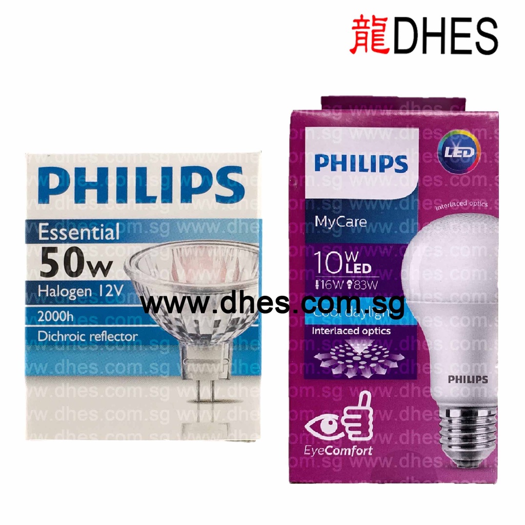 PHILIPS 50W Halogen 12V GU5 3 Dichroic Reflector LED 10W E27 6500K Cool