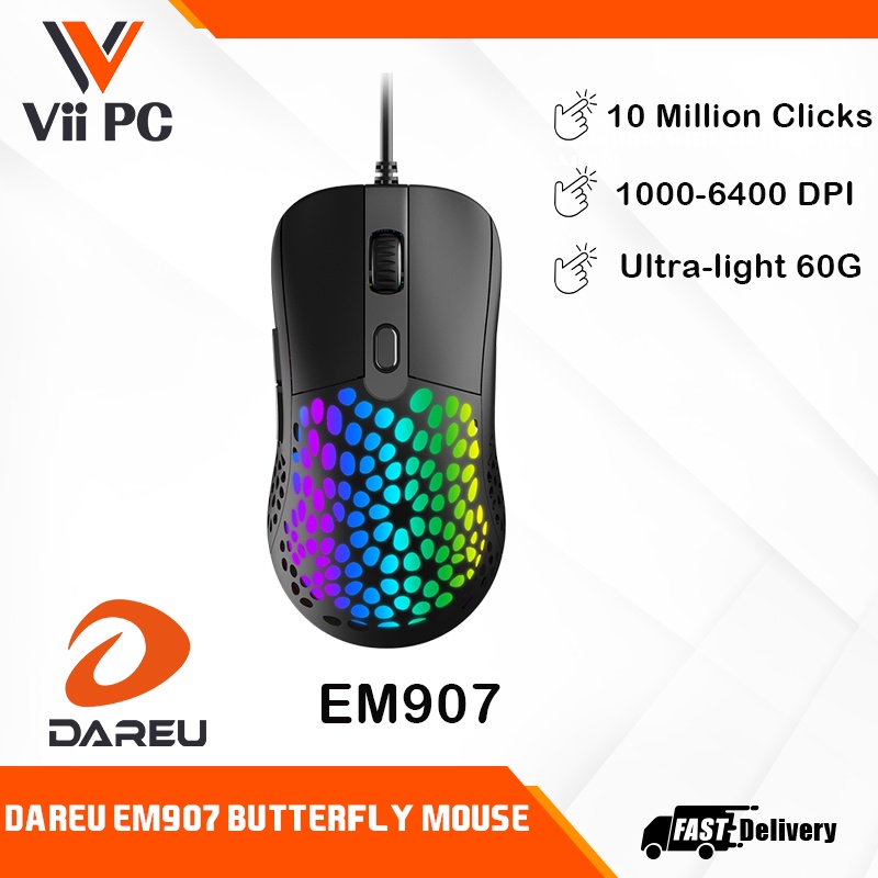 Dareu Em Butterfly Rgb Wired Ultra Light Gaming Mouse Shopee Singapore