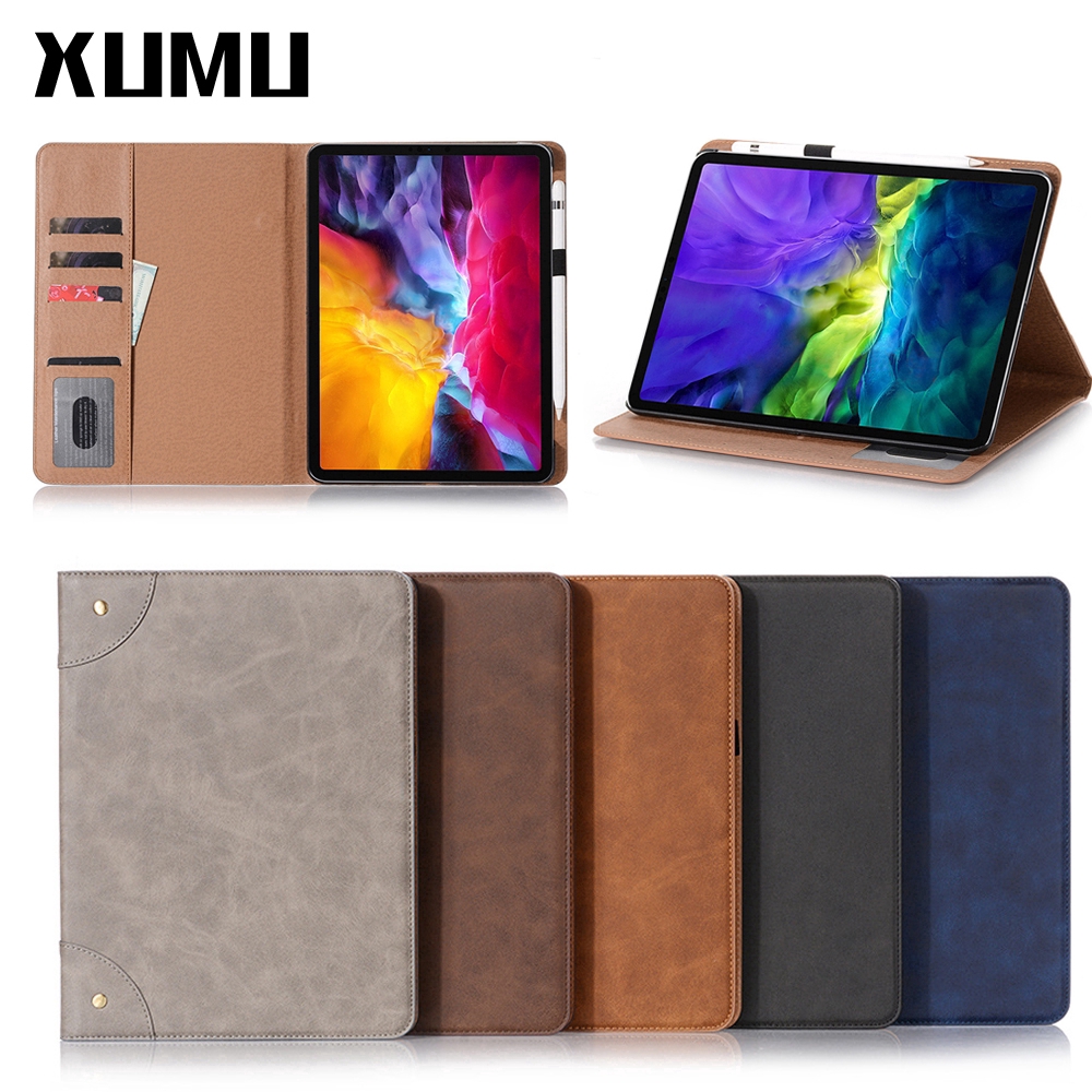 Xumu Vintage Leather Clamshell Sleep Wake With Pen Slot For IPad Pro 11