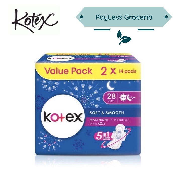 Kotex Soft Smooth Overnight Wing 28cm 14 S X 2 Packs Shopee Singapore