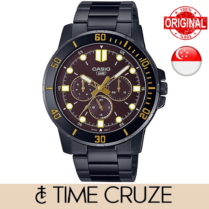 Time Cruze Casio MTP VD300 Chronograph Quartz Stainless Steel Brown