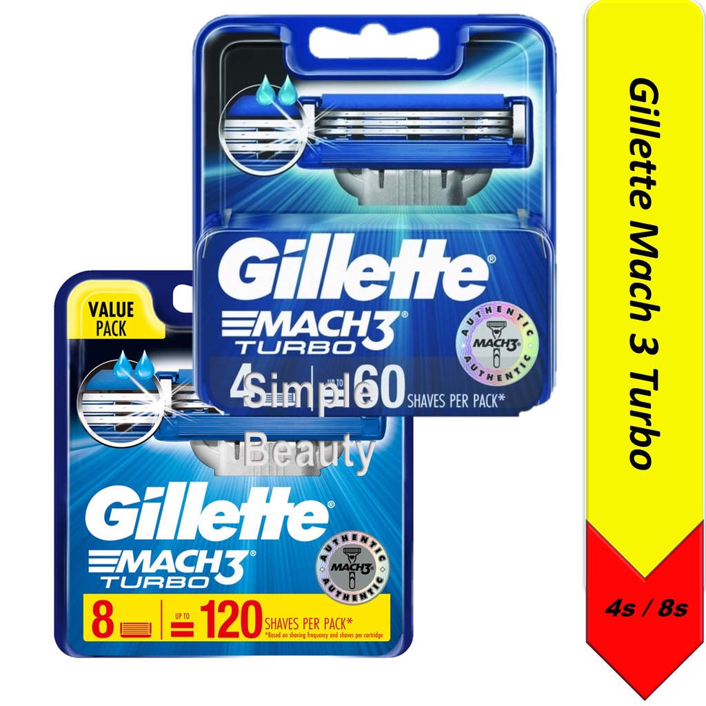 Gillette Mach Turbo Razor Shaver Refill Cartridges S S Shopee