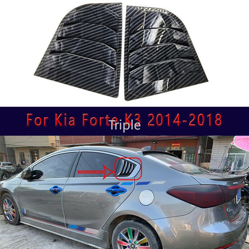 2pc For Kia Forte K3 2014 2018 Carbon Fiber Rear Side Window Quarter