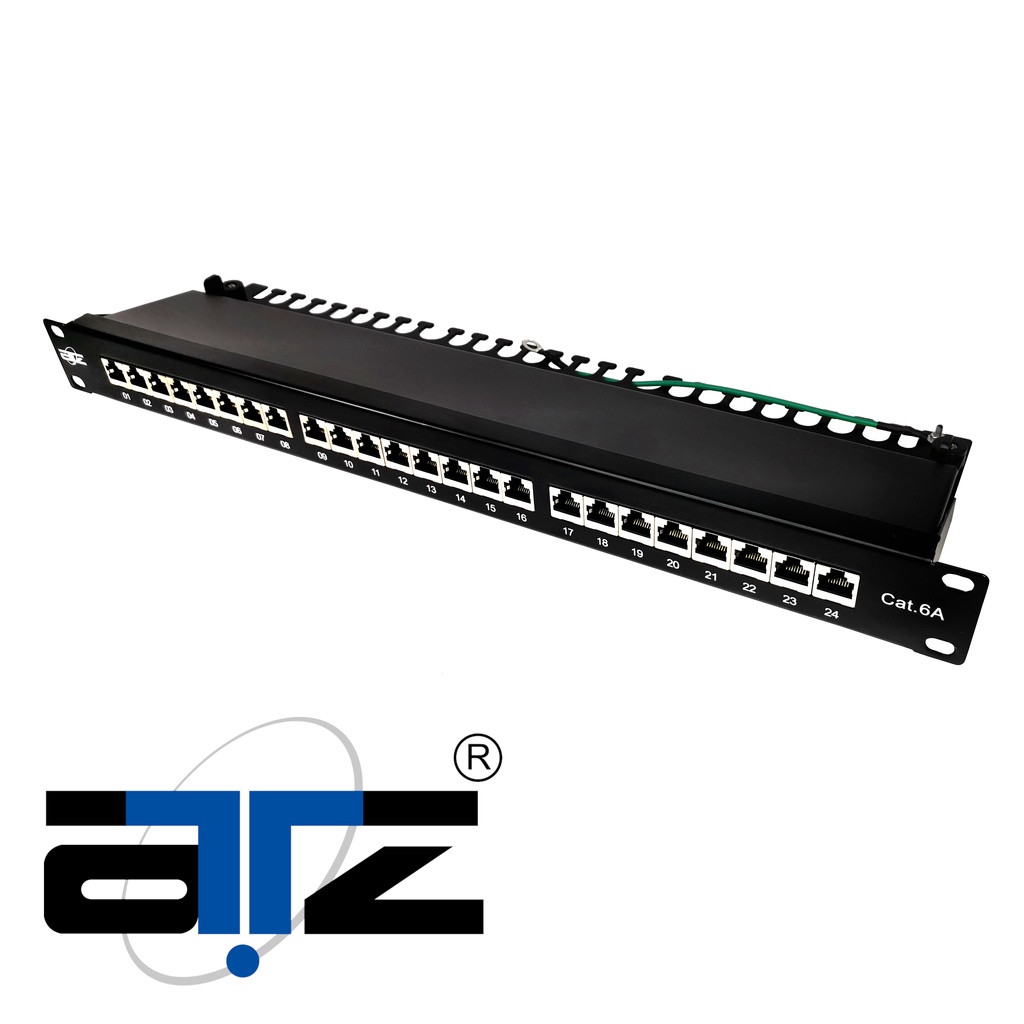 ATZ Cat 6A 19 1U 24 Ports Shielded Patch Panel Krone 110 Type 24 Port