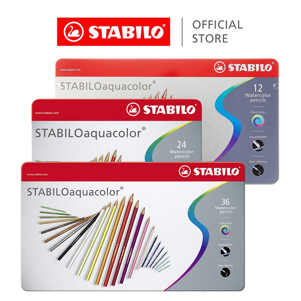 Stabilo Aquacolor Premium Aquarellable Water Colour Pencil In Metal Tin