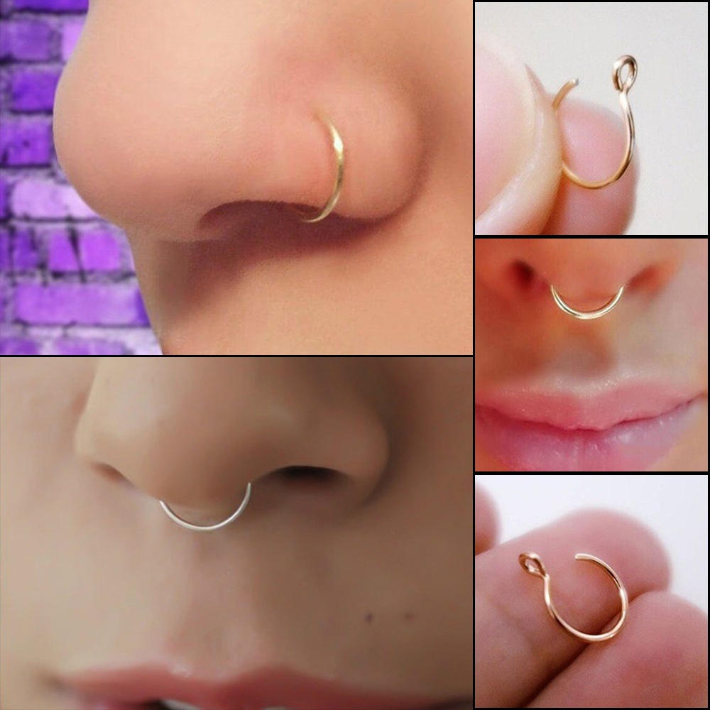 Piece Stainless Steel Nose Ring Fake Nose Ring Septum Piercing Clip On