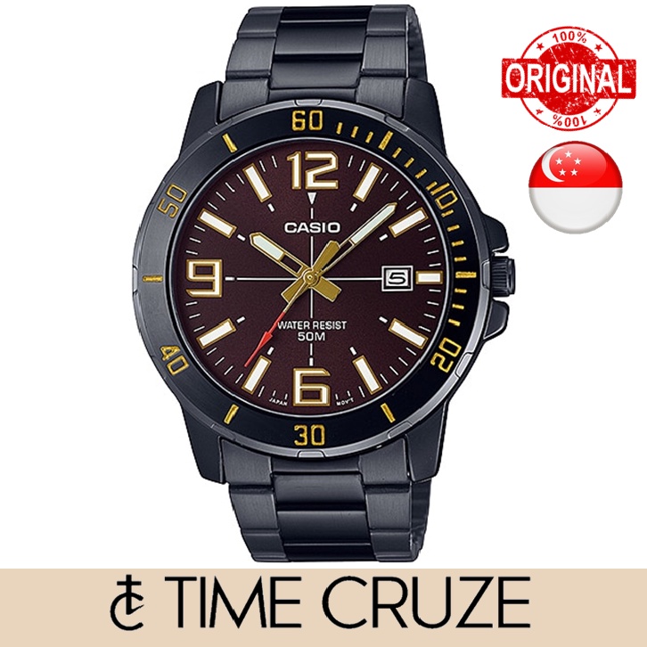 Time Cruze Casio Mtp Vd Analog Quartz Stainless Steel Dark Brown