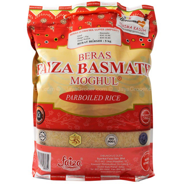 MOGHUL FAIZA BASMATHI PARBOILED RICE 5KG Shopee Singapore