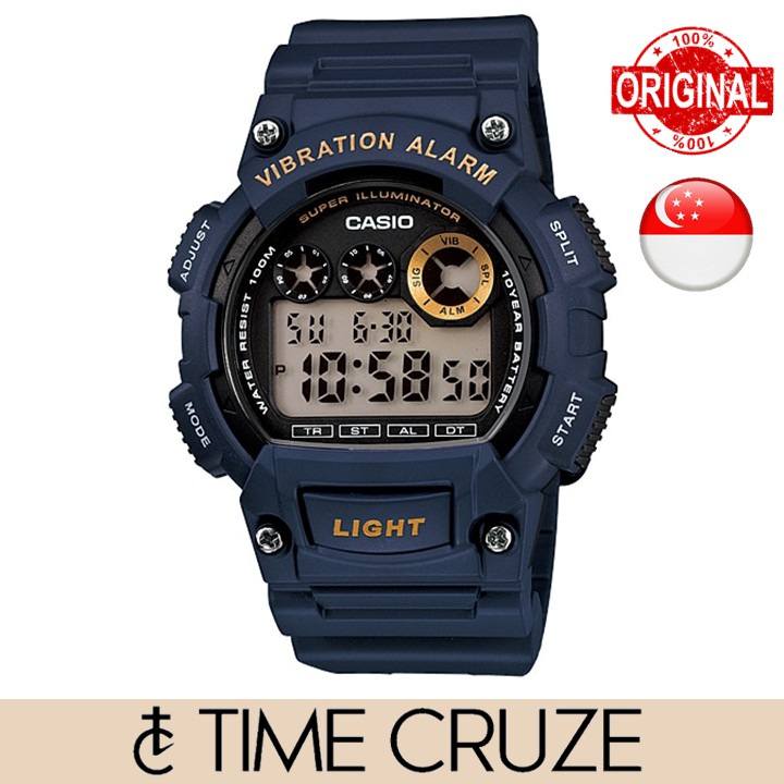 Time Cruze Casio W H Vibration Alarm Blue Resin Digital Sports Men