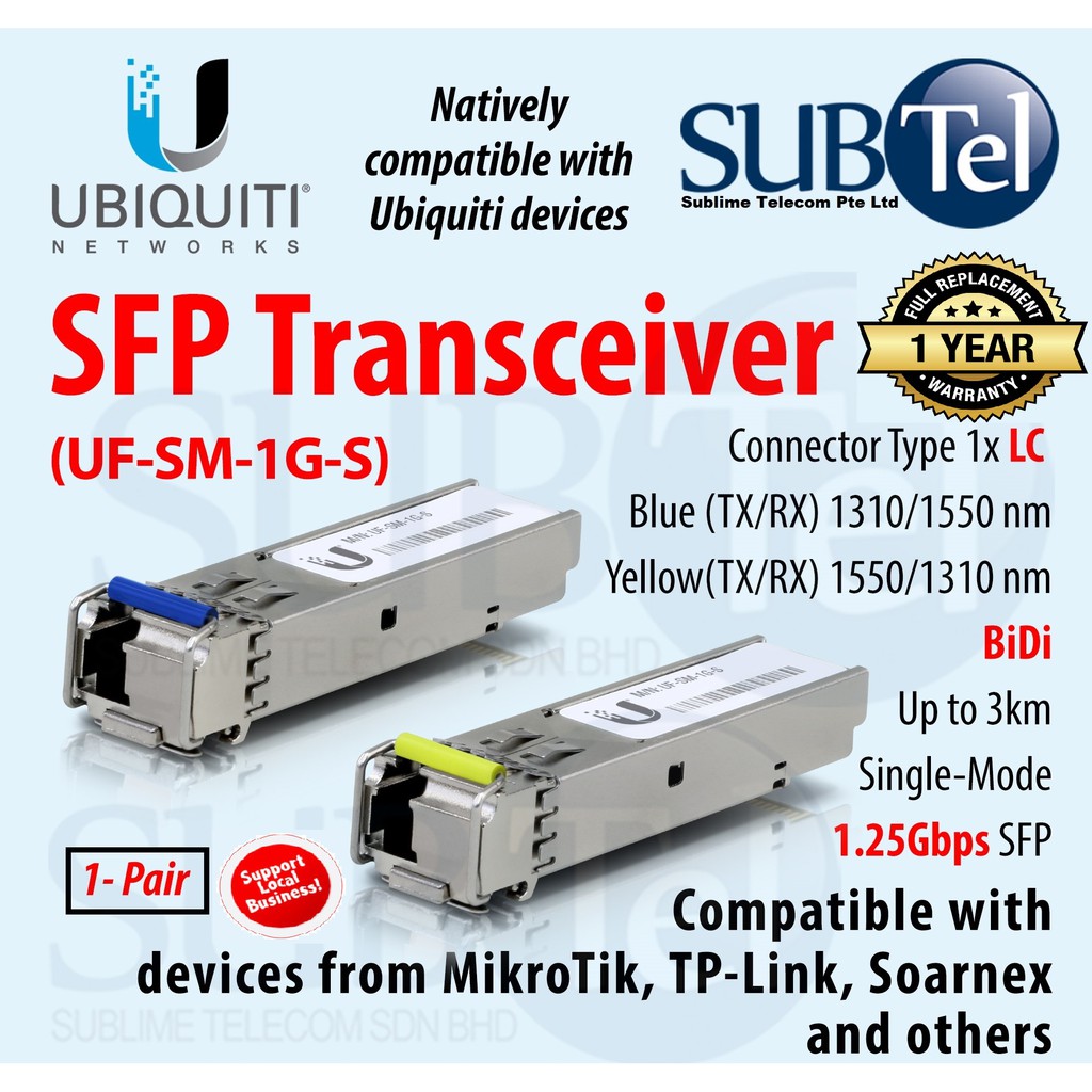 Uf Sm G S Ubiquiti U Fiber Sm Single Mode Gbps Sfp Fiber Module Bidi