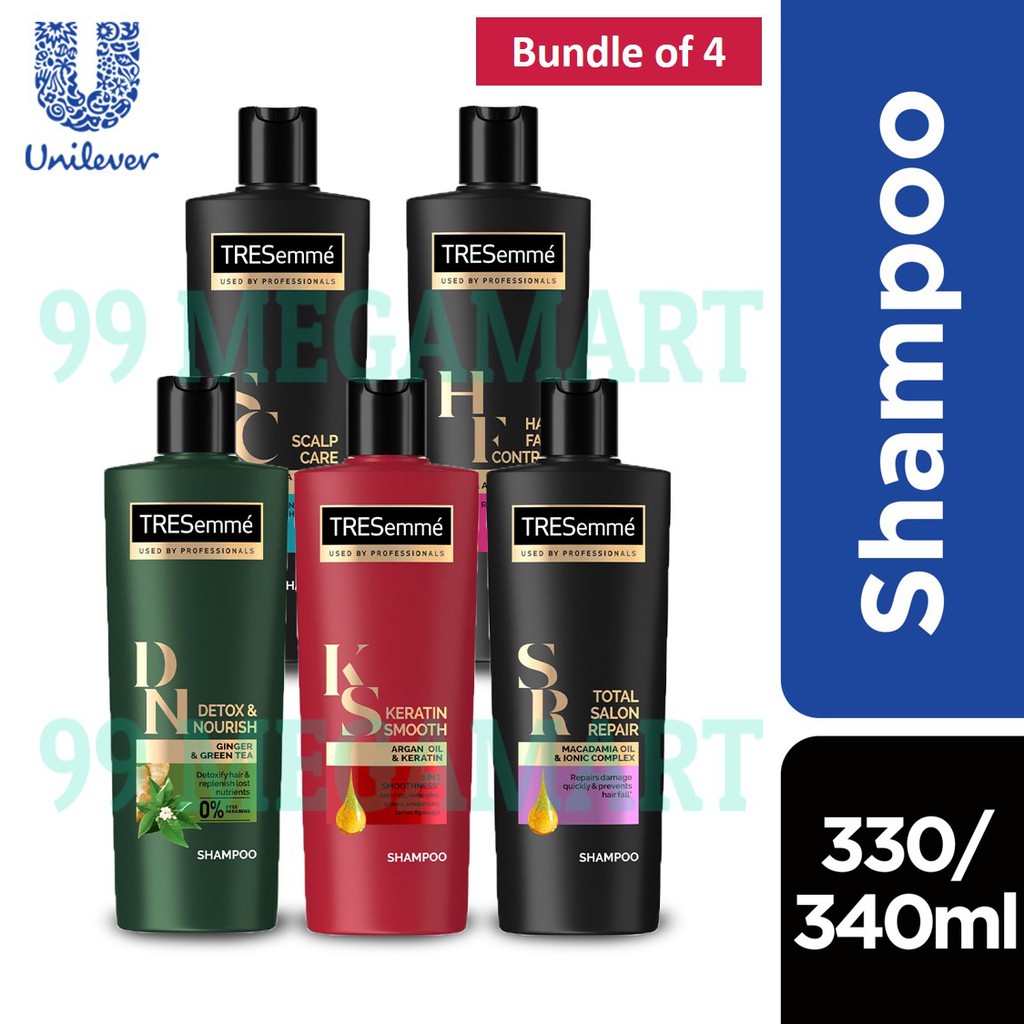 TRESemme Shampoo 330ml 340ml Detox Keratin Smooth Damage Repair Hair