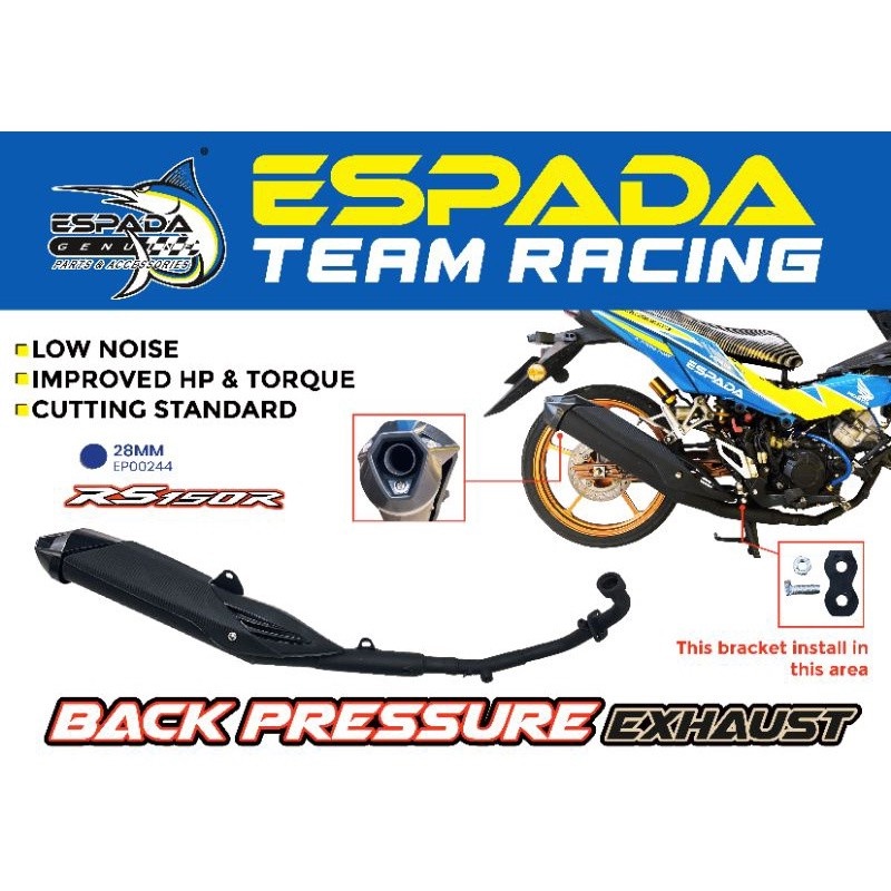 HONDA RS RSX RS150 ESPADA RACING EKZOS EXHAUST 28MM 32MM BACK PRESSURE