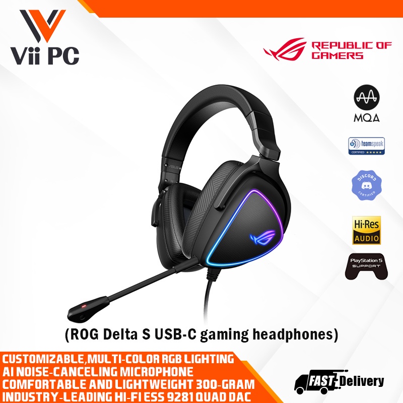 ASUS ROG Delta S Gaming Headset AI Noise Canceling Mic Hi Res ESS