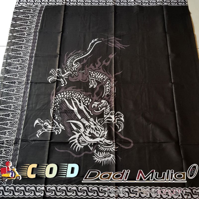 Sarong For Adult Men Batik Silver Dragon Wayang Batik Kang Santri