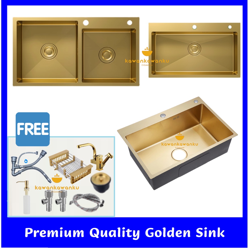 SUS304 Gold Premium Nano Sink Package Deals Stainless Steel Under Top