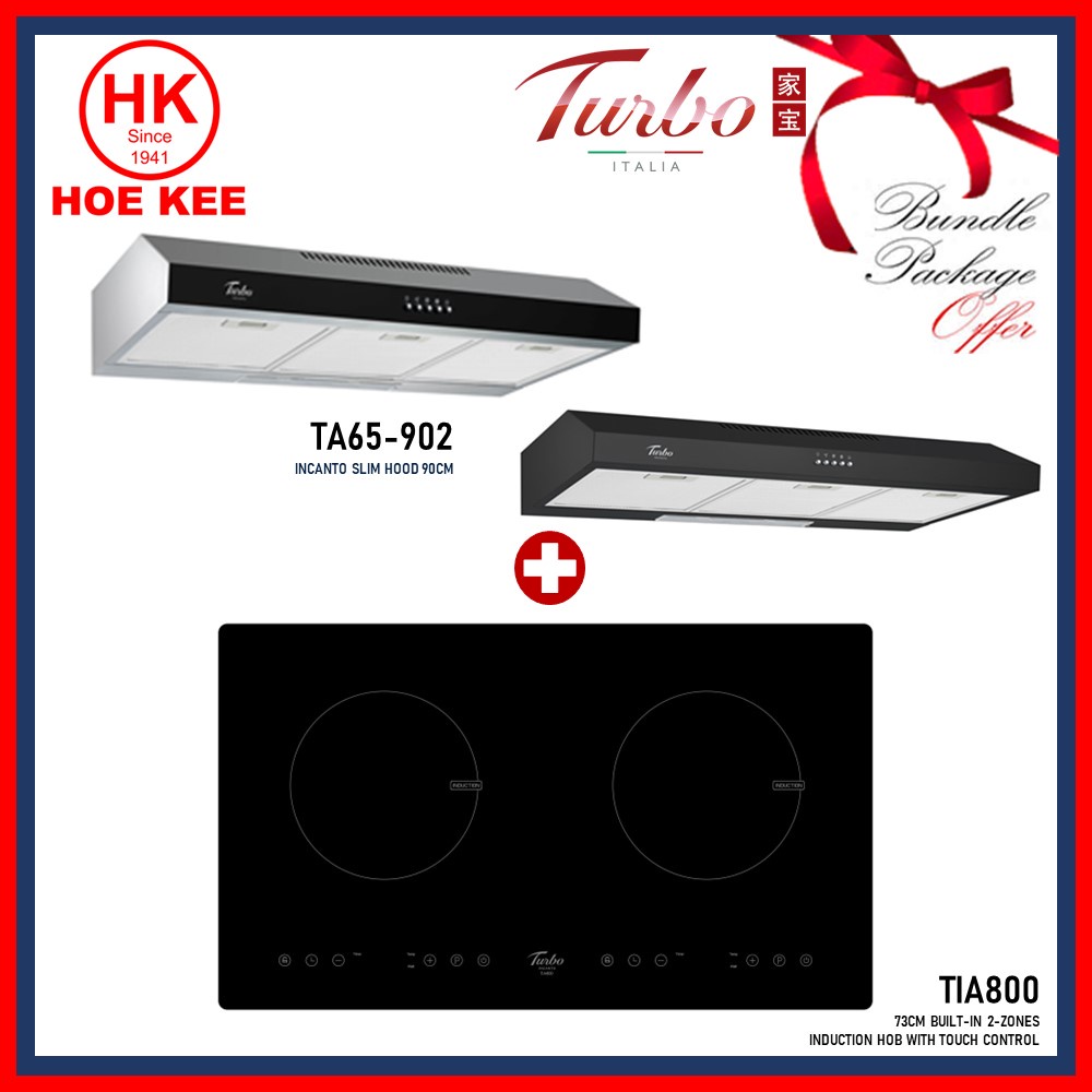 Bundle Turbo TIA800 73CM Built In 2 ZONES Induction Hob With Touch