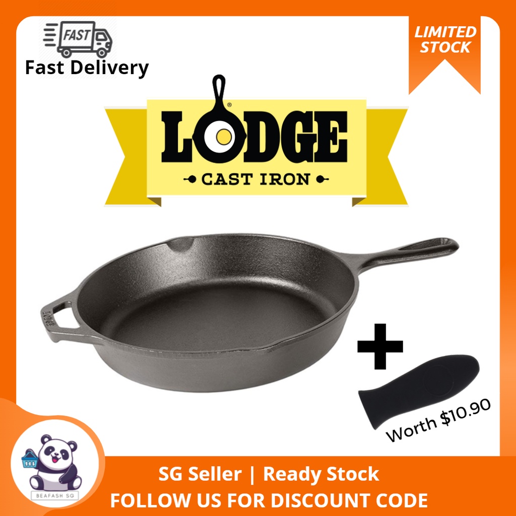 Lodge Cast Iron Skillet Inch Black With Lodge Red Silicone