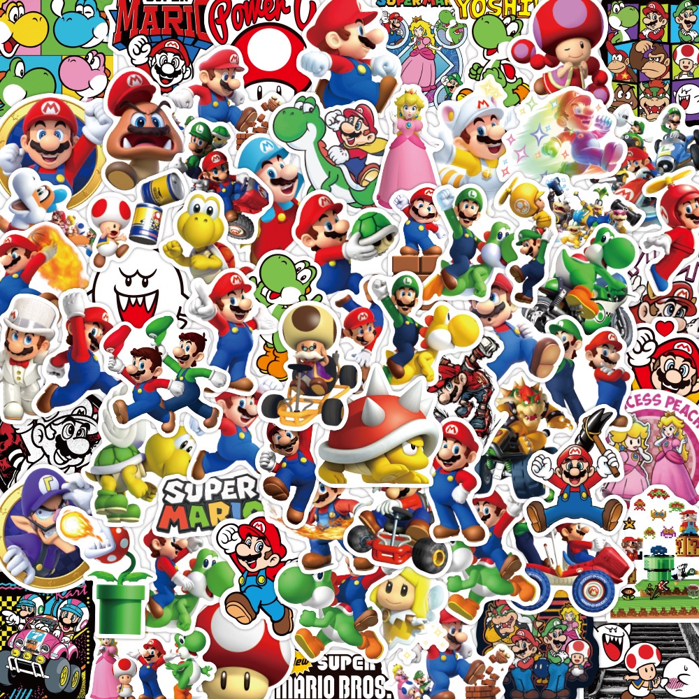 Pcs Super Mario Brothers Cute Cartoon Waterproof Pvc Stickers