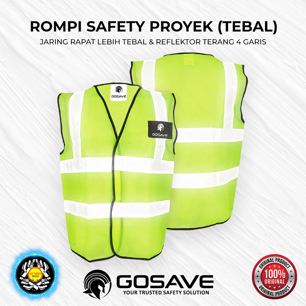 HIJAU STABILO 4 Line SAFETY VEST Thick ORIGINAL Meeting Net PROJECT