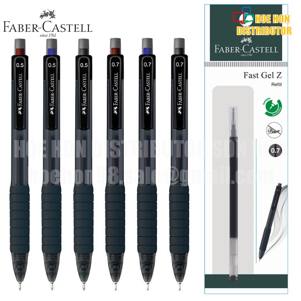 Faber Castell Fast Gel Z Pen Refillable 0 5 0 7 Black Blue Red Shopee