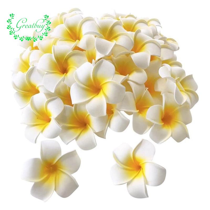 Pcs White Foam Hawaiian Frangipani Artificial Plumeria Flower Ready