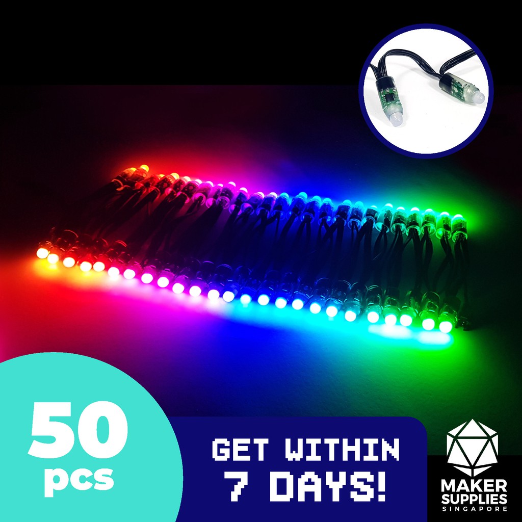 WS2811 Waterproof Programmable RGB LED Strip Black Wire String NeoPixel