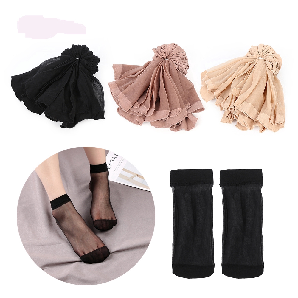 10 Pairs Women S Ankle Socks Sexy Ultra Thin Elastic Silky Short Silk