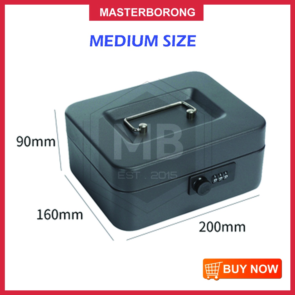 Masterborong Metal Petty Cash Box Handle Matt Black Matte Surface