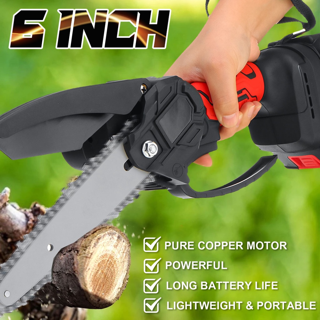 6 Inches Mini Electric Chain Saw 88VF With Battery Indicator EU Plug