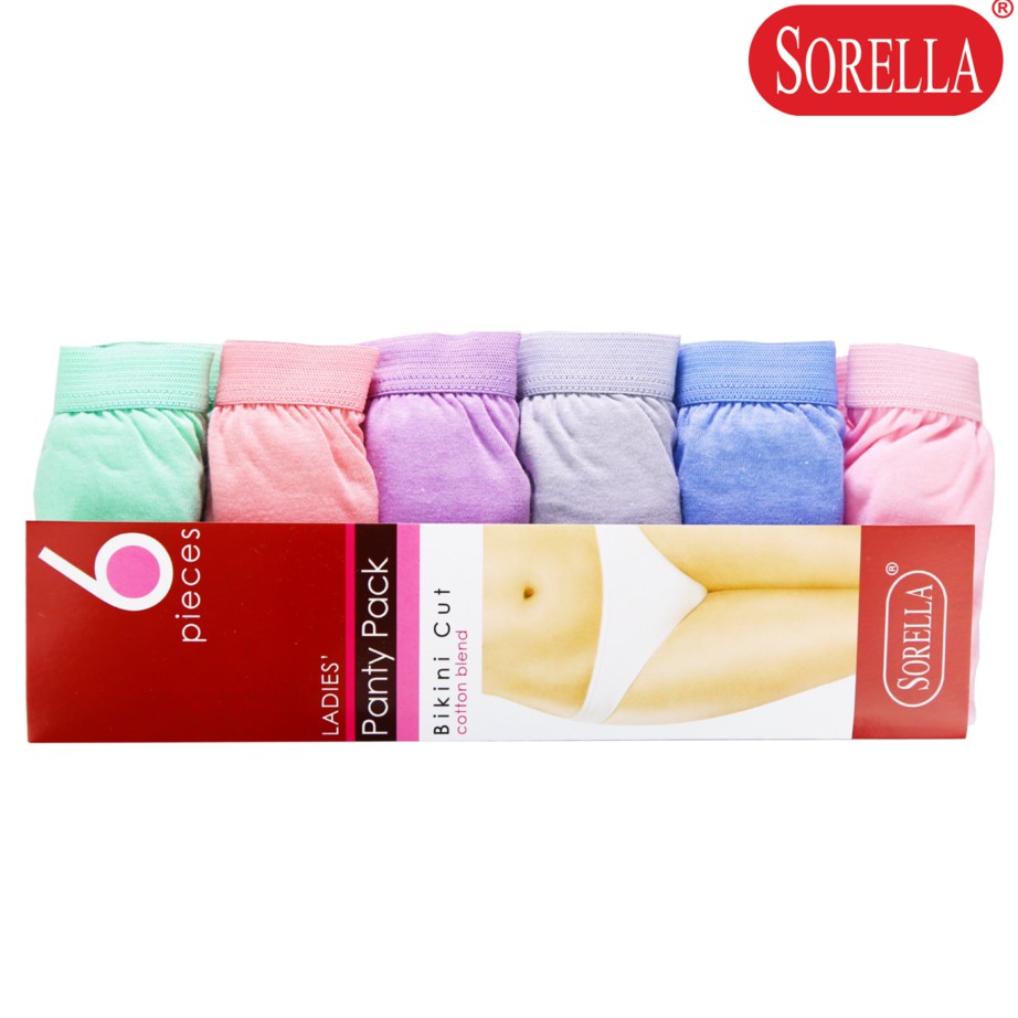 SORELLA 6in1 Bikini Panty Pack AO219 Womens Underwear Panty Plain