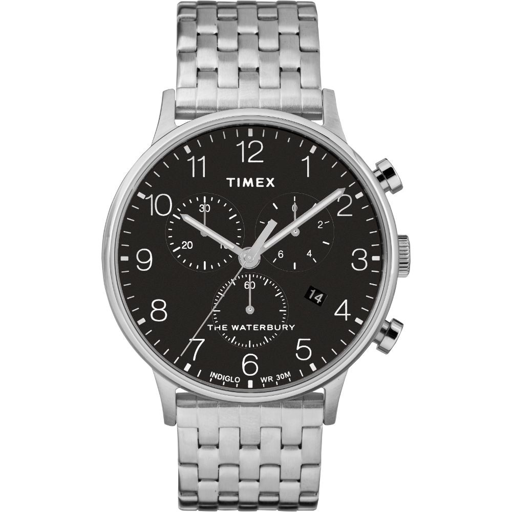 Timex Waterbury Classic Chronograph Mens Mm Silver Black Tw R