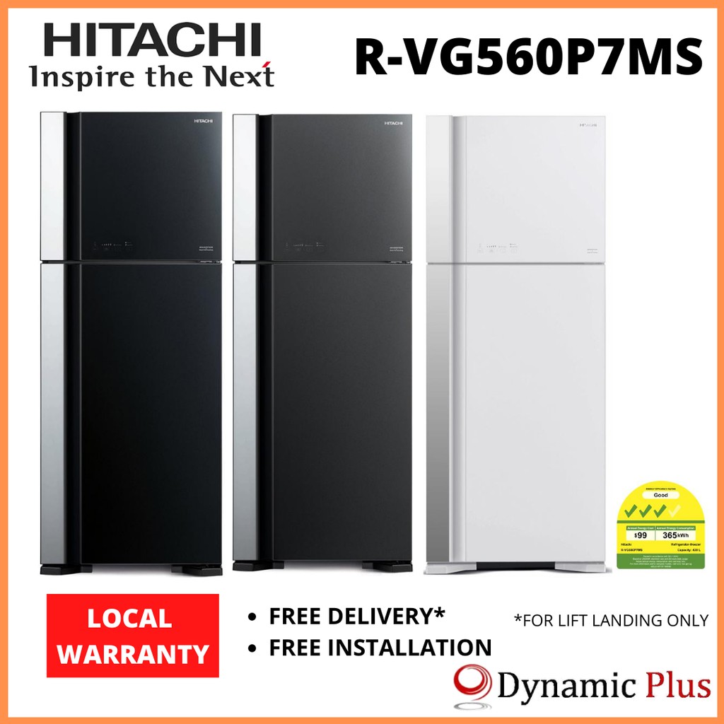 Hitachi R VG560P7MS 2 Glass Doors Top Freezer Fridge 450L Shopee