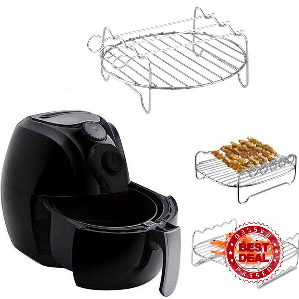 Stainless Steel Airfryer Double Layer Rack Versatile Round Roasting