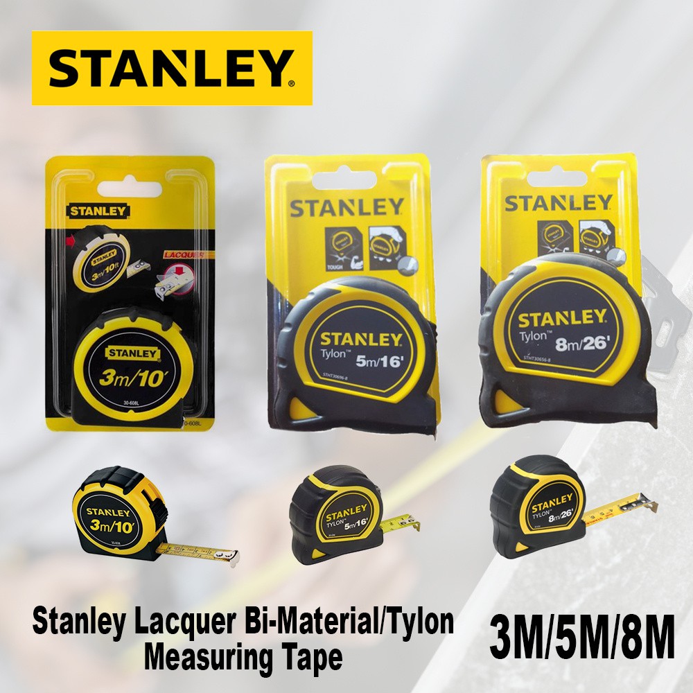 3 5M 5M 8M Stanley Lacquer Bi Material Tylon Measuring Tape Shopee