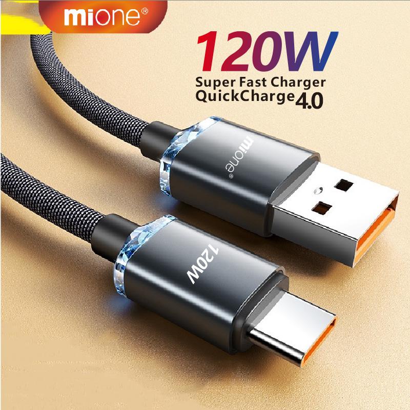 Mione 120W Super Fast Charging Cable 6A USB Cable Type C Data Wire USB