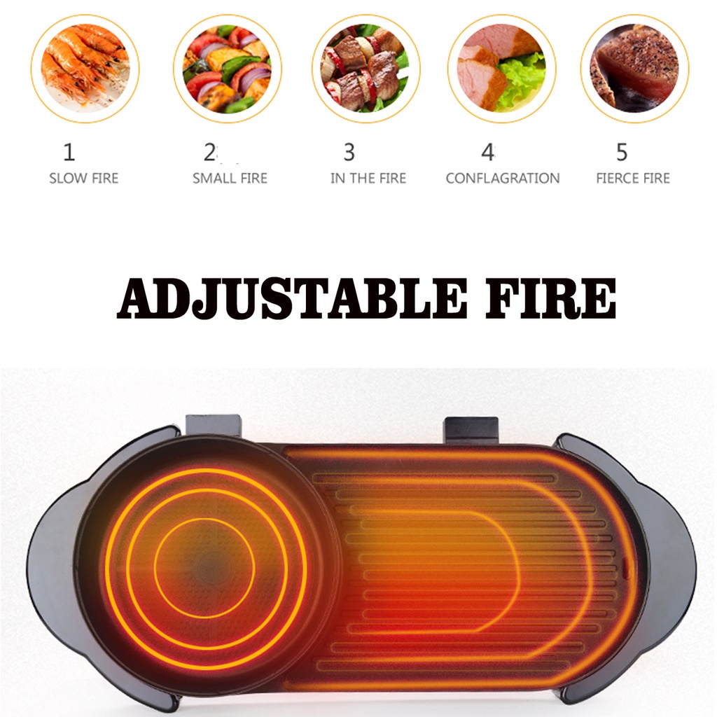 In V Larger Electric Hot Pot Oven Smokeless Barbecue Machine