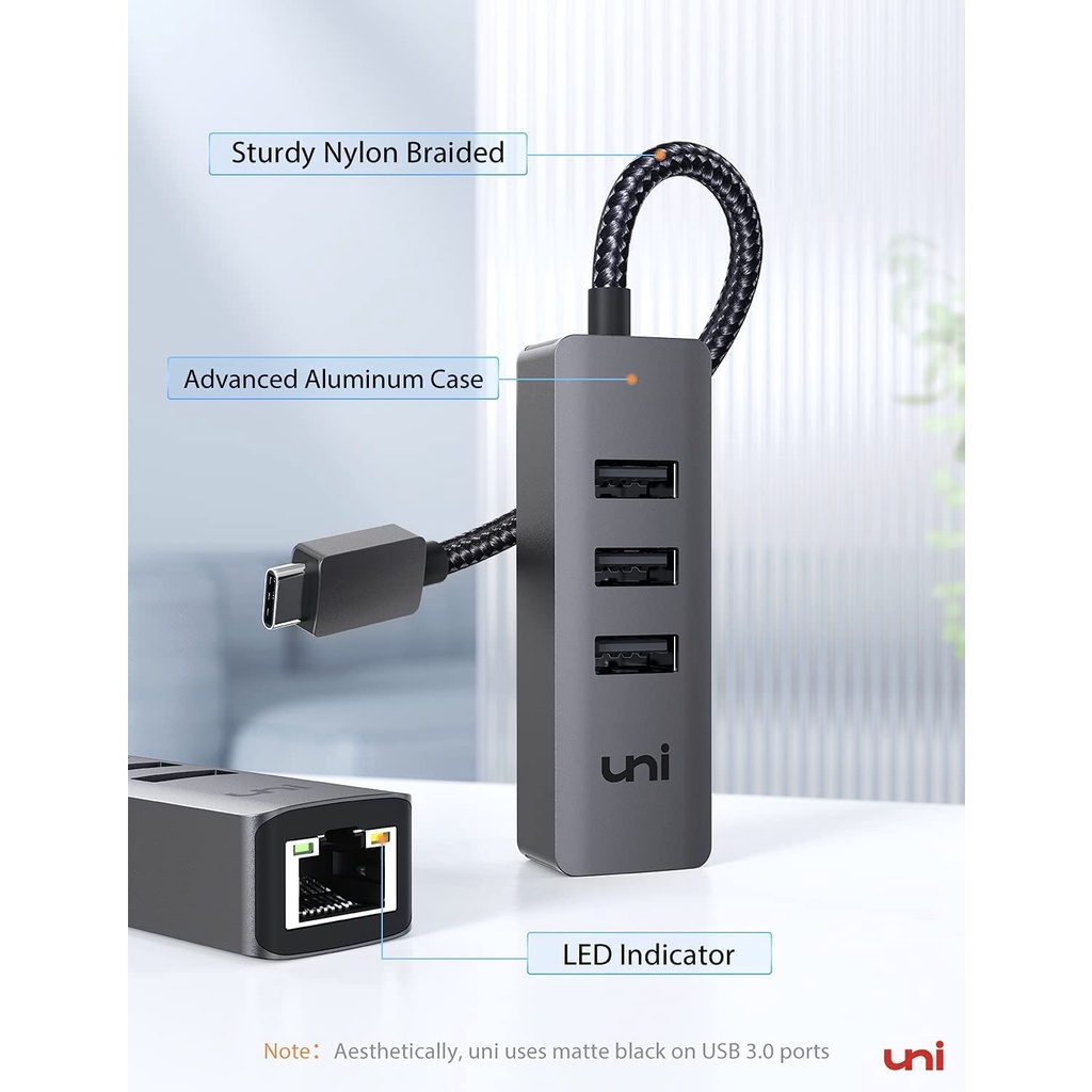 Usb C To Ethernet Adapter Uni Usb C Hub With Rj Gigabit Shopee