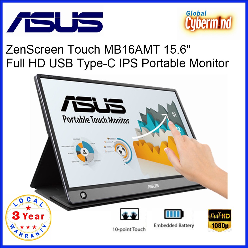 ASUS ZenScreen Touch MB16AMT 15 6 IPS USB Portable Monitor Full HD