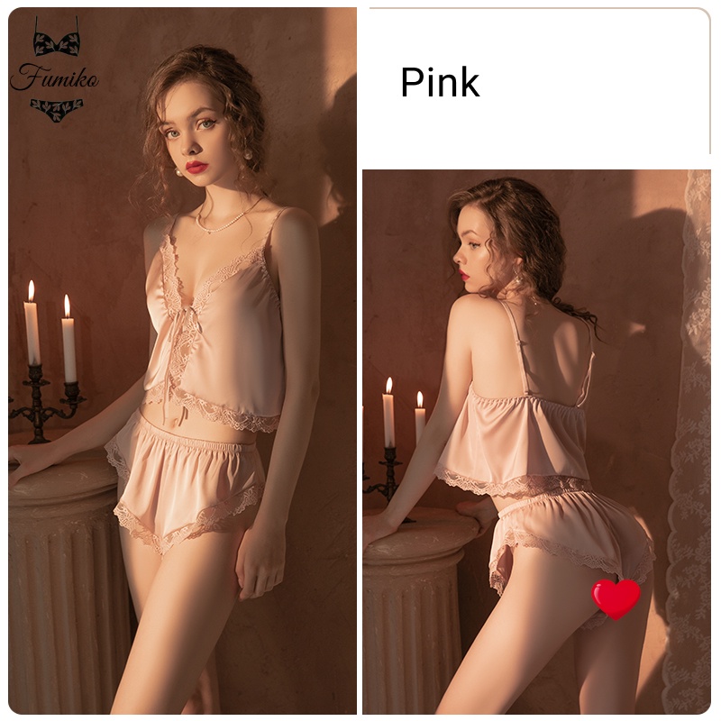 Sg Stock Fumiko Satin Pajamas Women Sleepwear Sexy Lingerie Set Silk