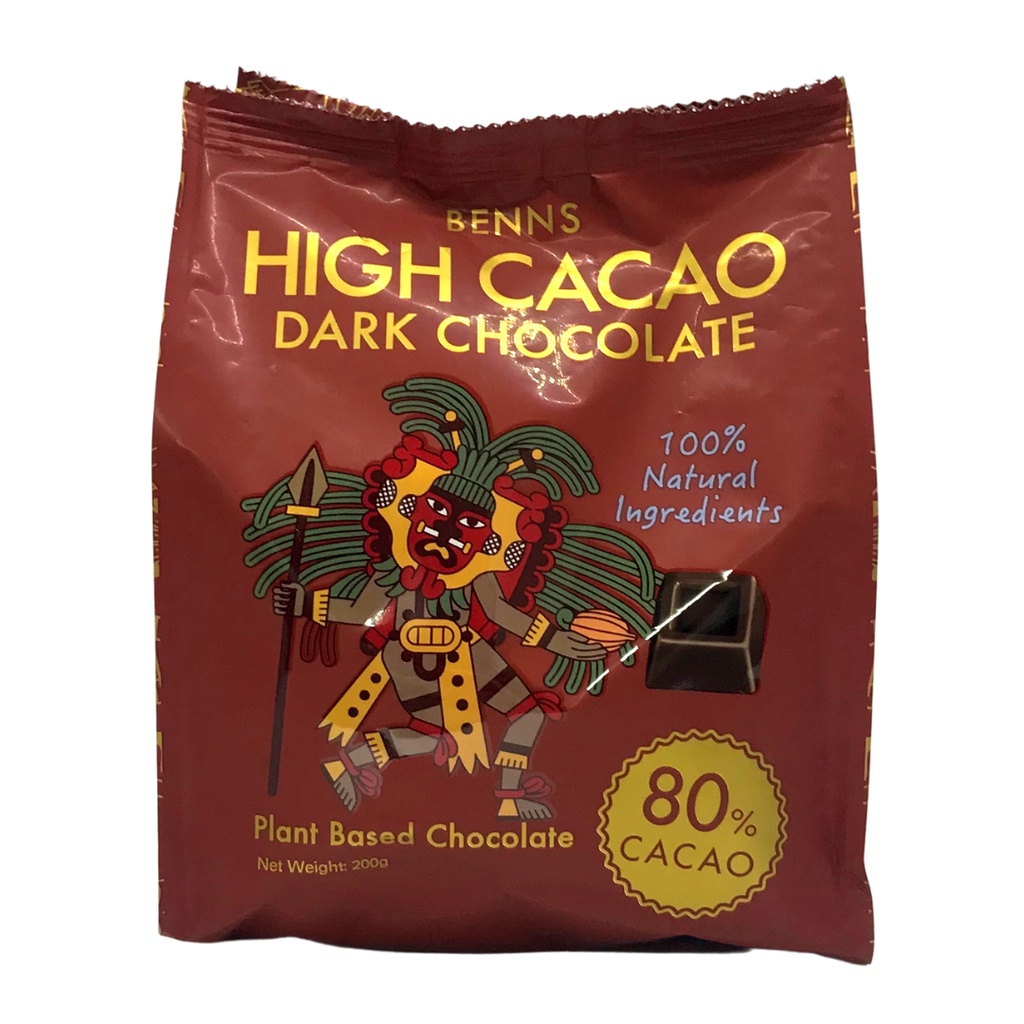 Cacao Benns High Cacao Plant Based Low Sugar Vegan Dark Chocolate