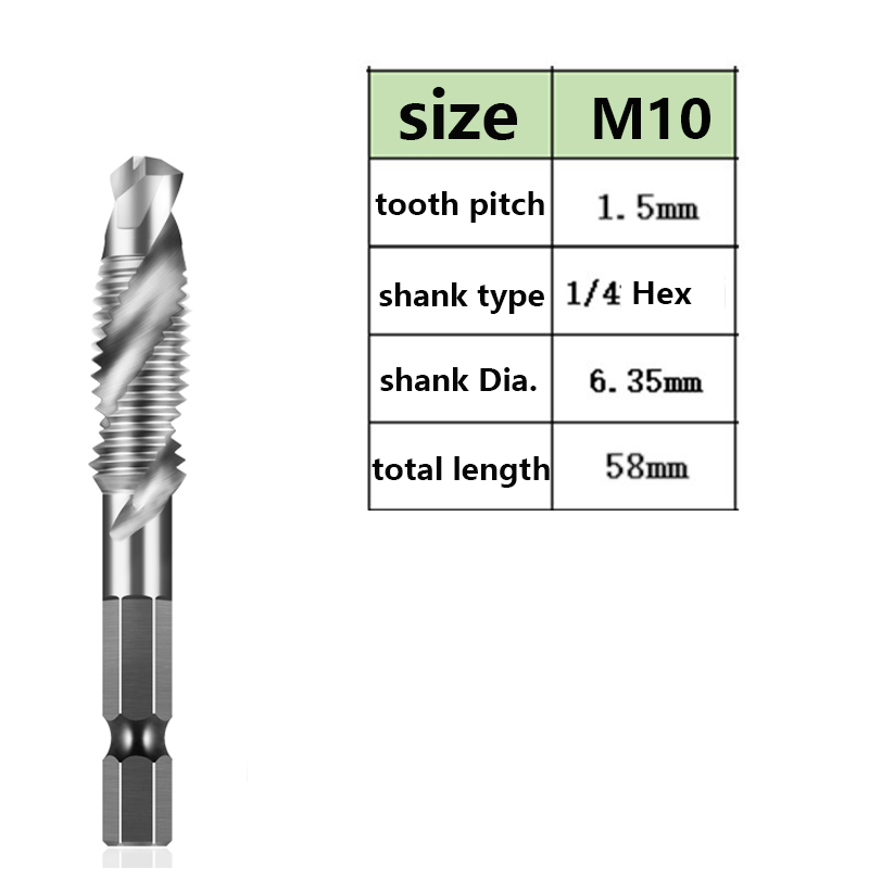 Hex Shank Titanium Plated Hss Screw Thread Metric Tap Drill Bits Screw