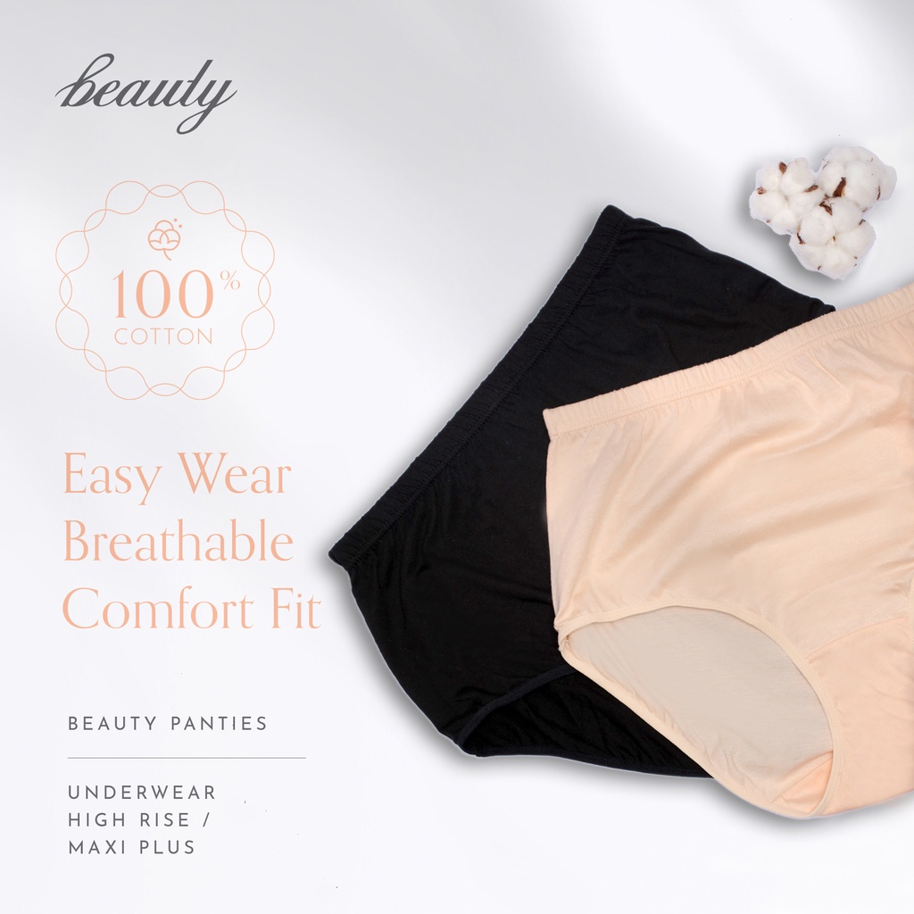 Beauty Lingerie C02492 100 Cotton Underwear Panty High Rise Maxi