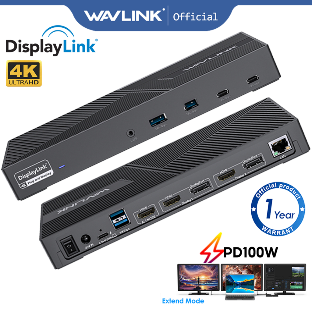 Wavlink In Universal Displaylink Docking Station Usb C Laptop Dock