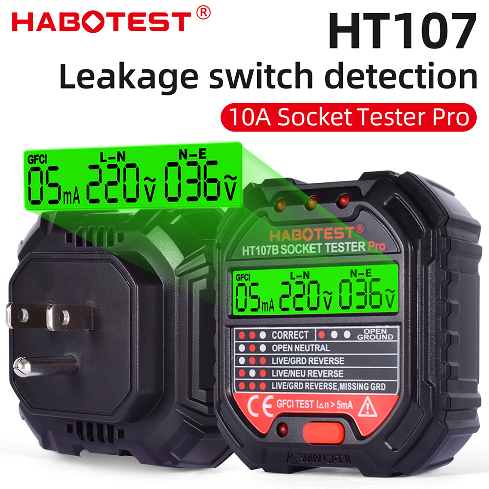 Habotest Ht Gfci Socket Tester Electric Leakage Finder With Voltage