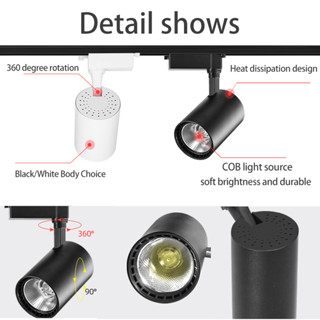 CANMEIJIA Tricolor LED Track Light 12W 20W 30W 40W Spotlight COB Light