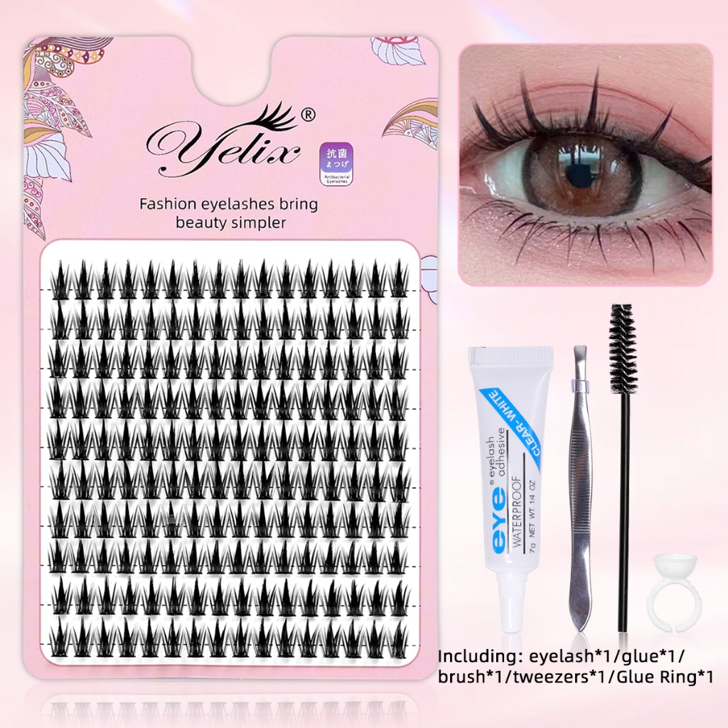 Yelix 160Pcs Cluster Lashes DIY Cluster Eyelash Extensions Mega Volume