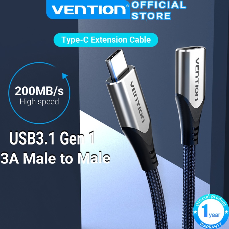 Vention PD 60W Type C Extender Cable Nylon Braided Type C Male To